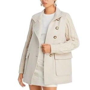 Veronica Beard Verona Sweater Sleeve Blazer XL Knit Sleeve Jacket Ivory NWOT